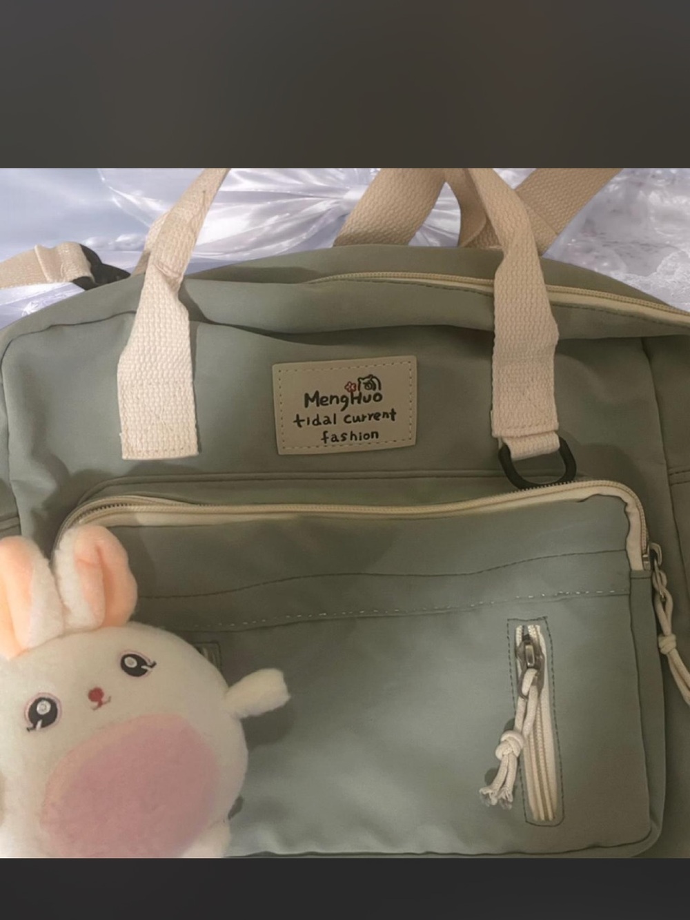 Menghuo Tidal Current Fashion Canvas Tote Bag - Sage Green